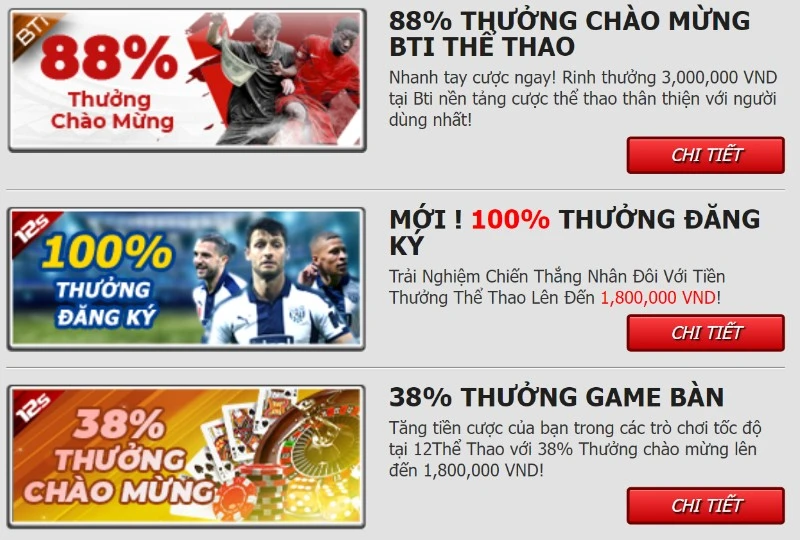 Khuyến mãi hấp dẫn của nhà cái 12Bet