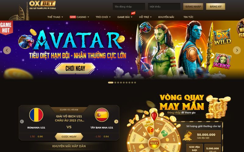 Giao diện website Oxbet