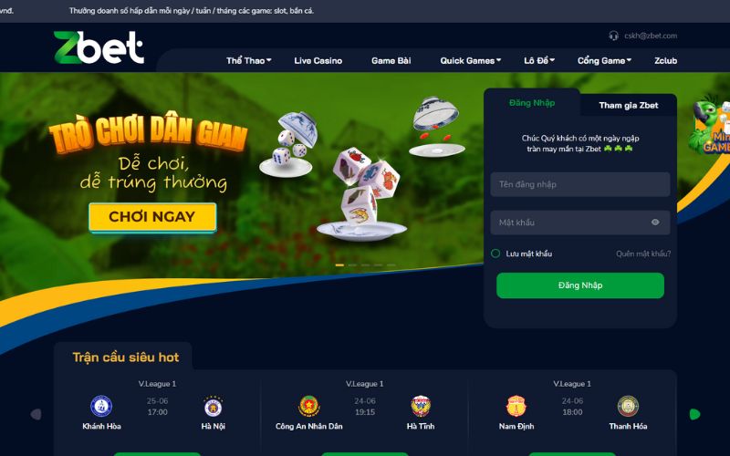Giao diện website nhà cái Zbet