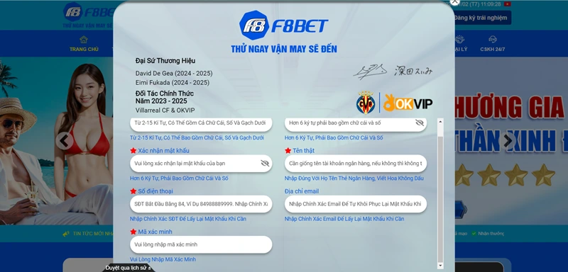 Đăng ký tài khoản F8bet8