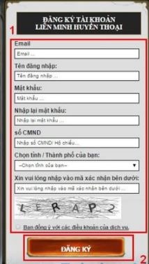 Điền đầy đủ thông tin vào và nhấn đăng ký