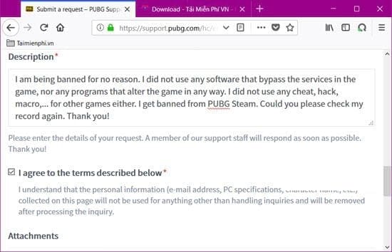 Giải trình chi tiết nội dung mà bạn muốn PUBG Stream Support giải quyết.