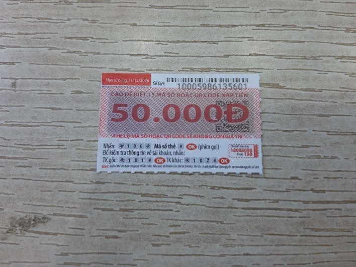 Hình Thẻ Viettel 50k chưa cào mới