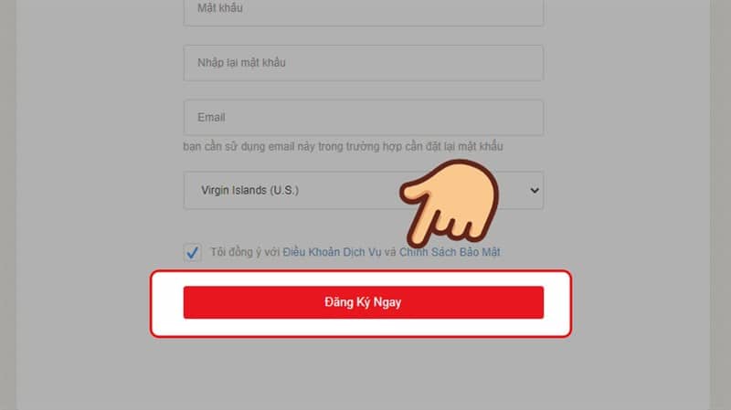 Tích chọn đồng ý rồi nhấn nút Đăng ký