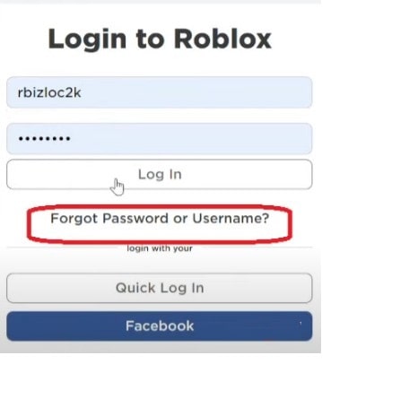 Tích chọn Forgot password or username