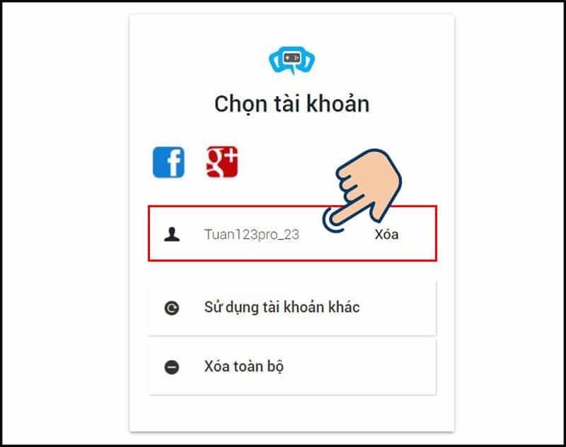 Chọn Tài khoản bạn vừa tạo