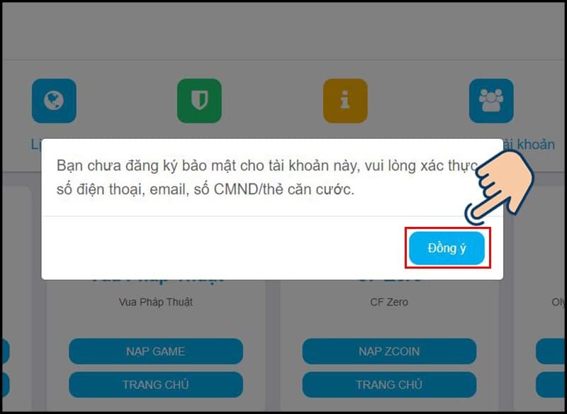 Chọn vào Đồng ý