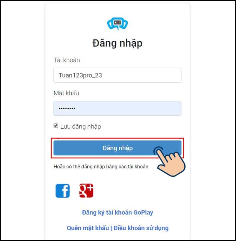 Điền thông tin tài khoản