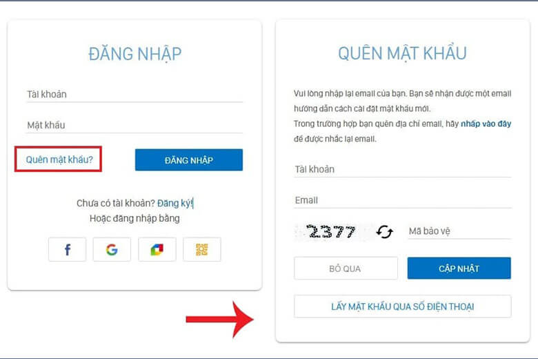 Lấy lại mật khẩu ACC game HTHT thông qua email hoặc số điện thoại
