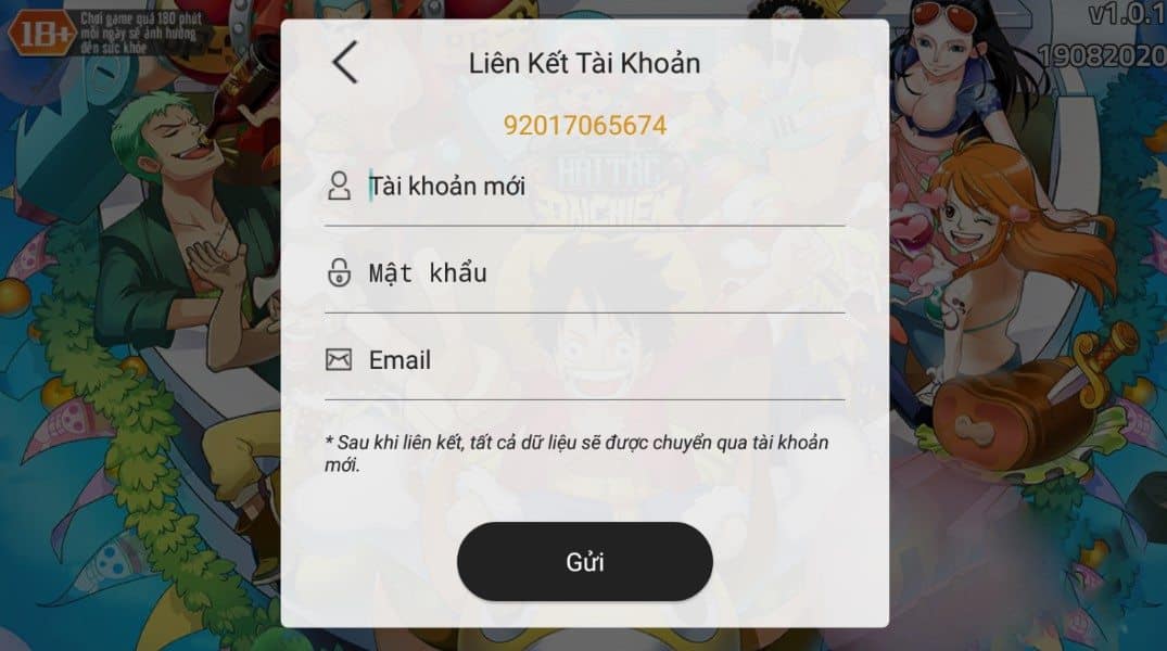 Nhập thông tin muốn liên kết