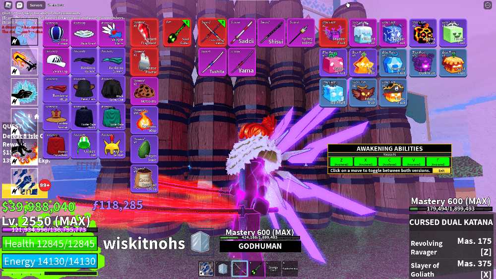 Ảnh Acc Blox Fruit lv 2550 FREE