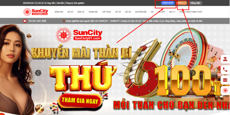 Hướng dẫn Đăng ký – Đăng nhập tài khoản Nhà cái Suncity