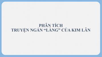 Bài văn phân tích truyện ngắn 
