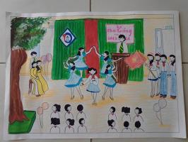 Bức tranh vẽ ngày khai giảng của thiếu nhi đẹp và ý nghĩa nhất