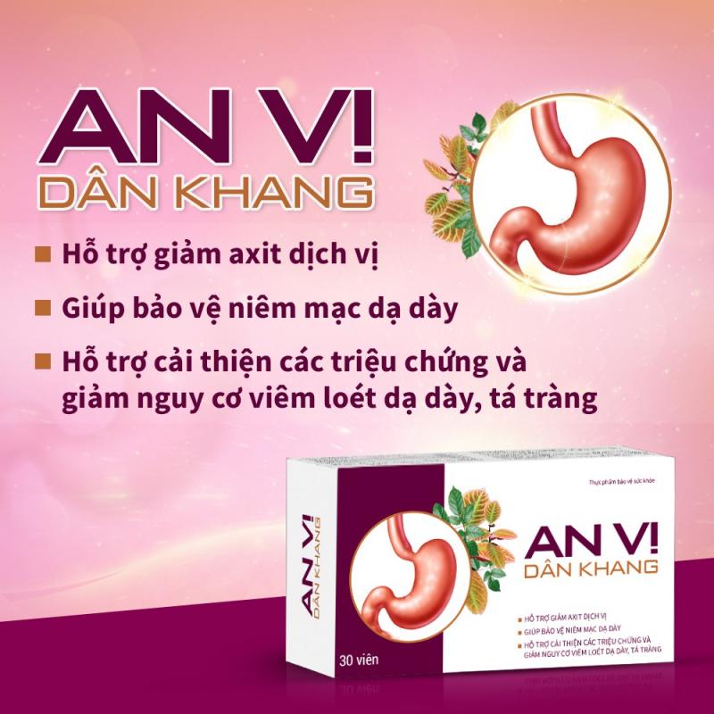An Vị Dân Khang - Viên Uống Hỗ Trợ Giảm Axit Dịch Vị, Bảo Vệ Niêm Mạc, Giảm Nguy Cơ Loét Dạ Dày Tá Tràng