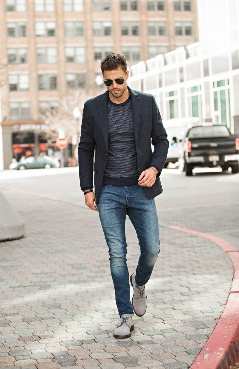 Áo pull cổ sơ mi nút + áo vest + quần jean
