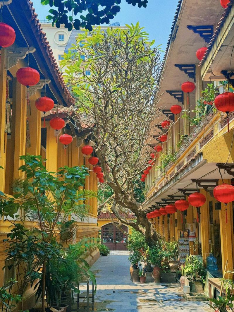 Chùa Quán Sứ rực rỡ trong ánh nắng chiều