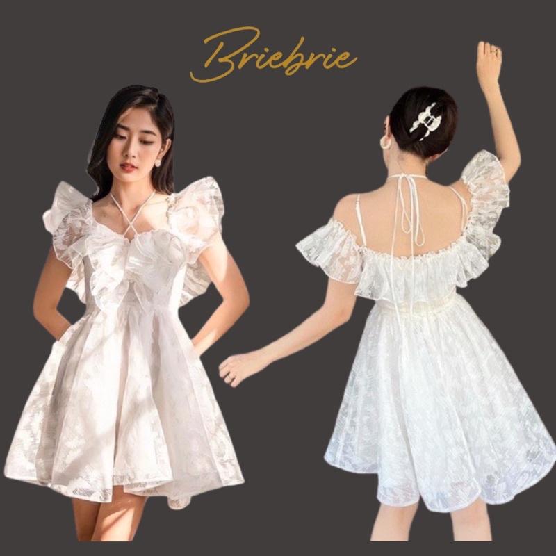Đầm cổ yếm xoè bồng Briebrie cao cấp chất liệu voan, sang chảnh