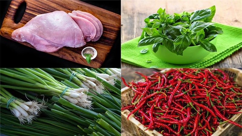 Gà xào húng quế cay Thái