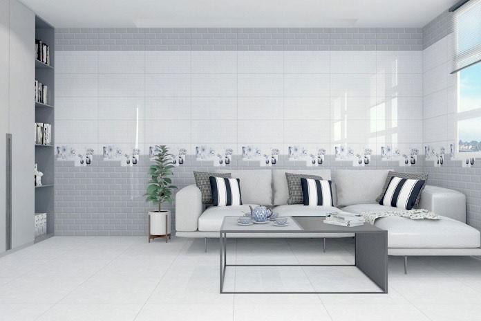 Gạch ốp tường phòng khách mang phong cách Châu Âu