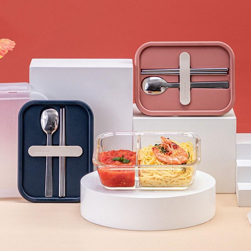 Hộp cơm thủy tinh kèm muỗng đũa LocknLock LLG991CL