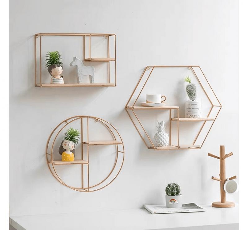 Kệ sách treo tường hình hộp tròn trang trí