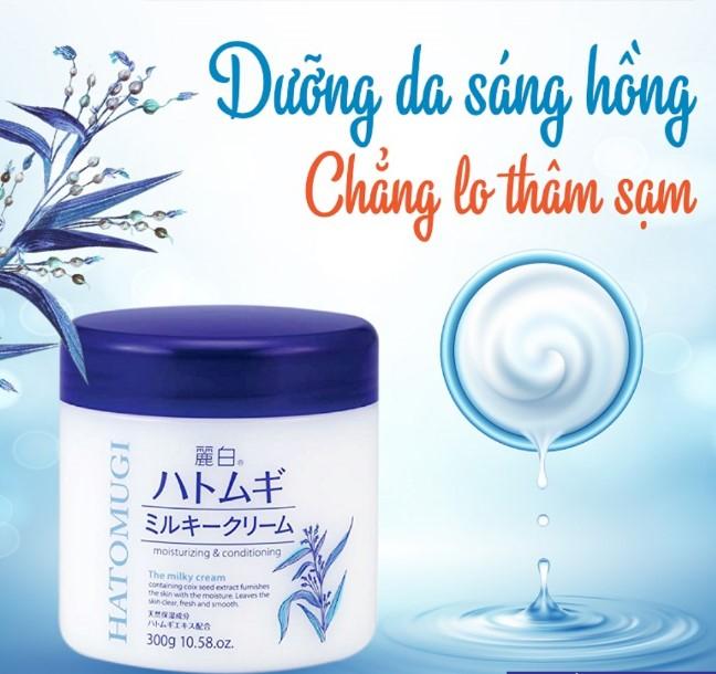Kem dưỡng cấp ẩm và làm trắng da Hatomugi Moisturizing & Conditioning Milky Cream