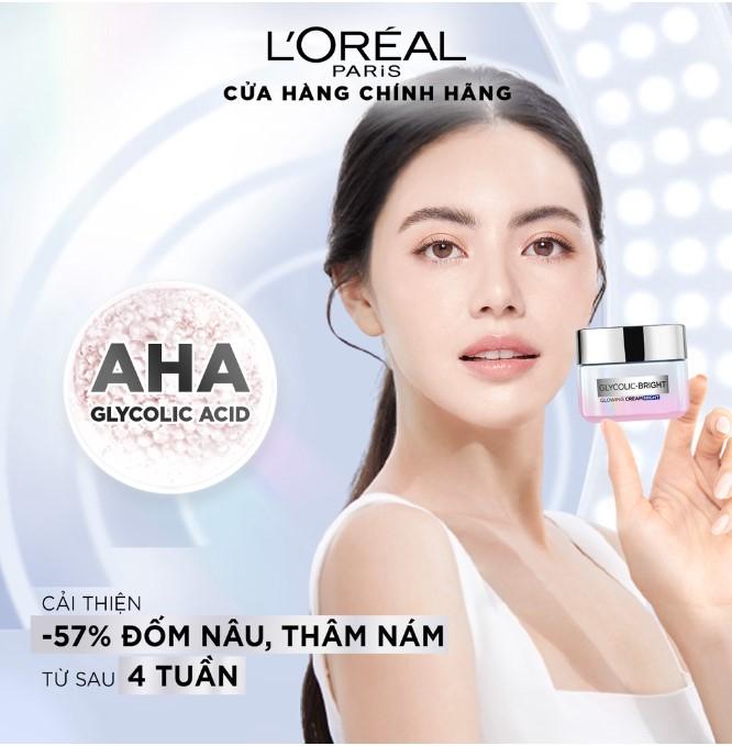 Kem dưỡng sáng mờ thâm nám L'Oreal Paris Glycolic (AHA) Bright