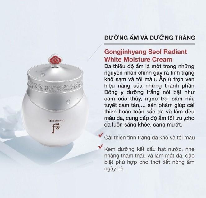 Kem dưỡng trắng da sáng thâm ngừa sạm Whoo Gongjinhyang Seol Radiant White Moisture Cream