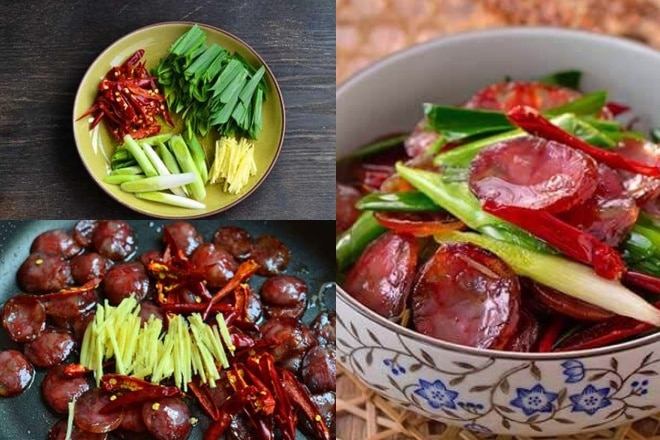 Lạp xưởng xào tỏi tây
