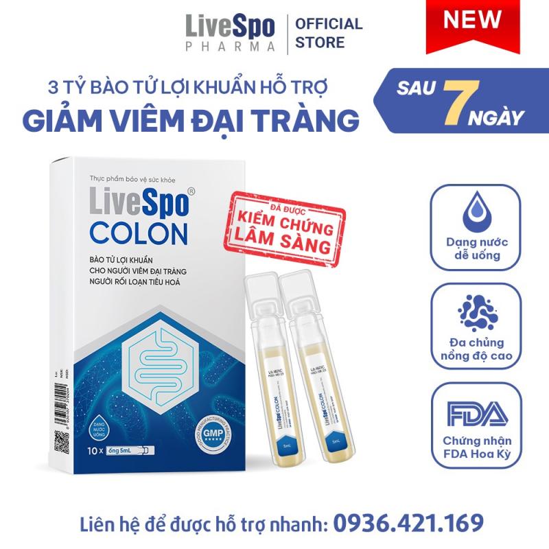 Men vi sinh LiveSpo Colon 30 tỷ bào tử lợi khuẩn cho người viêm đại tràng, táo bón tiêu chảy