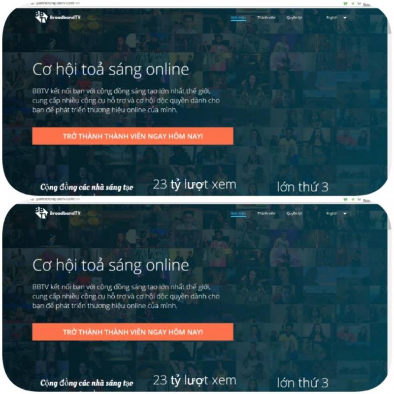 Giao diện đăng ký của BroadbandTV Network