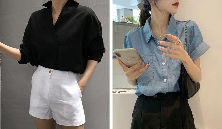 Áo sơ mi kết hợp quần shorts, nét phá cách của cô nàng hiện đại