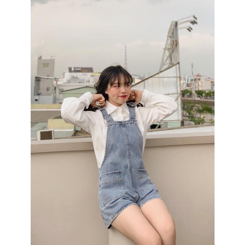Sơ mi với quần yếm