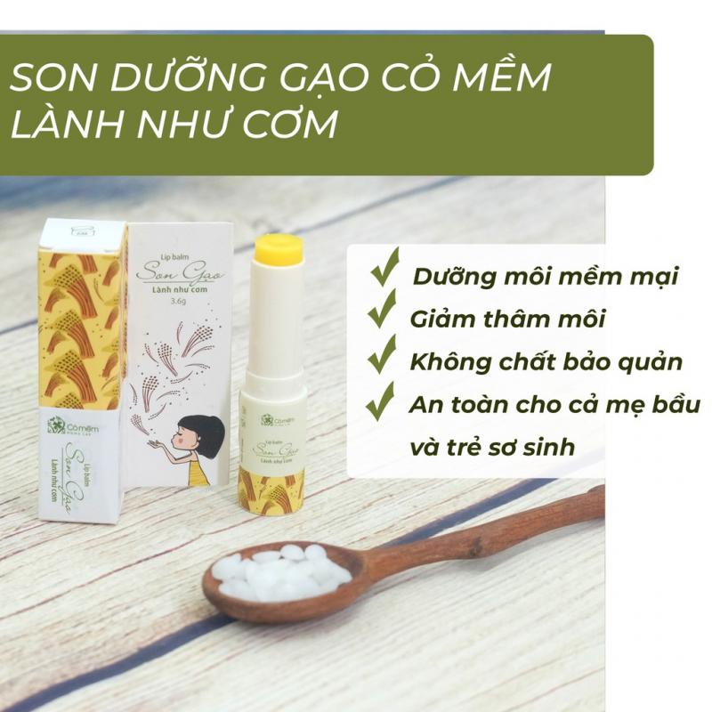Son dưỡng gạo Cỏ Mềm giảm thâm môi an toàn