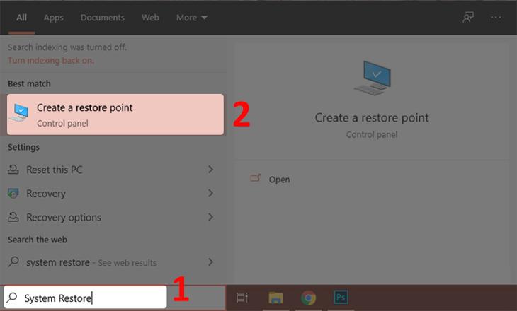 Tắt System Restore