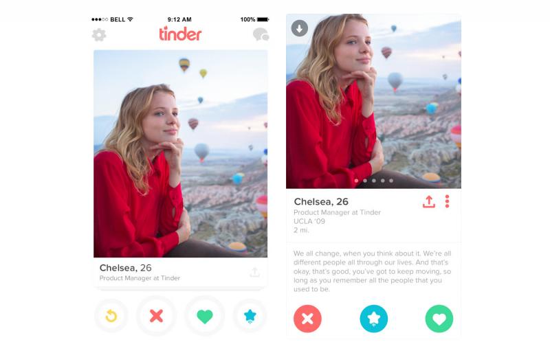 Thiết kế sáng tạo, sử dụng đơn giản với Tinder
