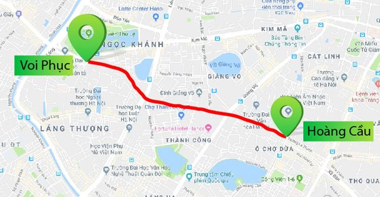 Tuyến đường vành đai 1 đoạn Hoàng Cầu - Voi Phục (giai đoạn 1) - chi phí 7.200 tỷ đồng