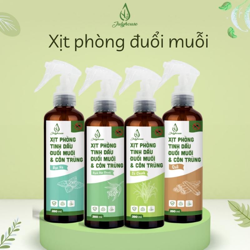Xịt phòng tinh dầu sả chanh, bạc hà, quế, bạch đàn, chanh đuổi muỗi Julyhouse