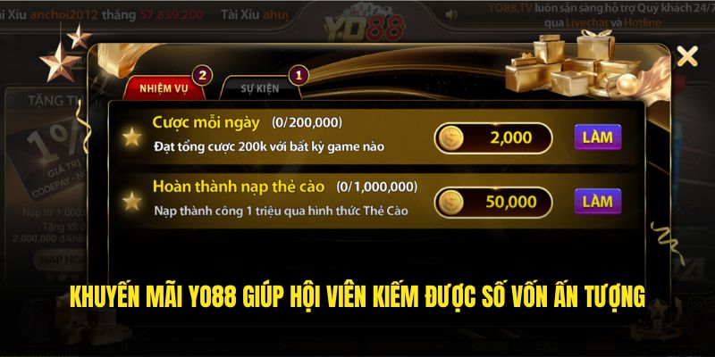 Khuyến mãi YO88 giúp hội viên kiếm được số vốn ấn tượng